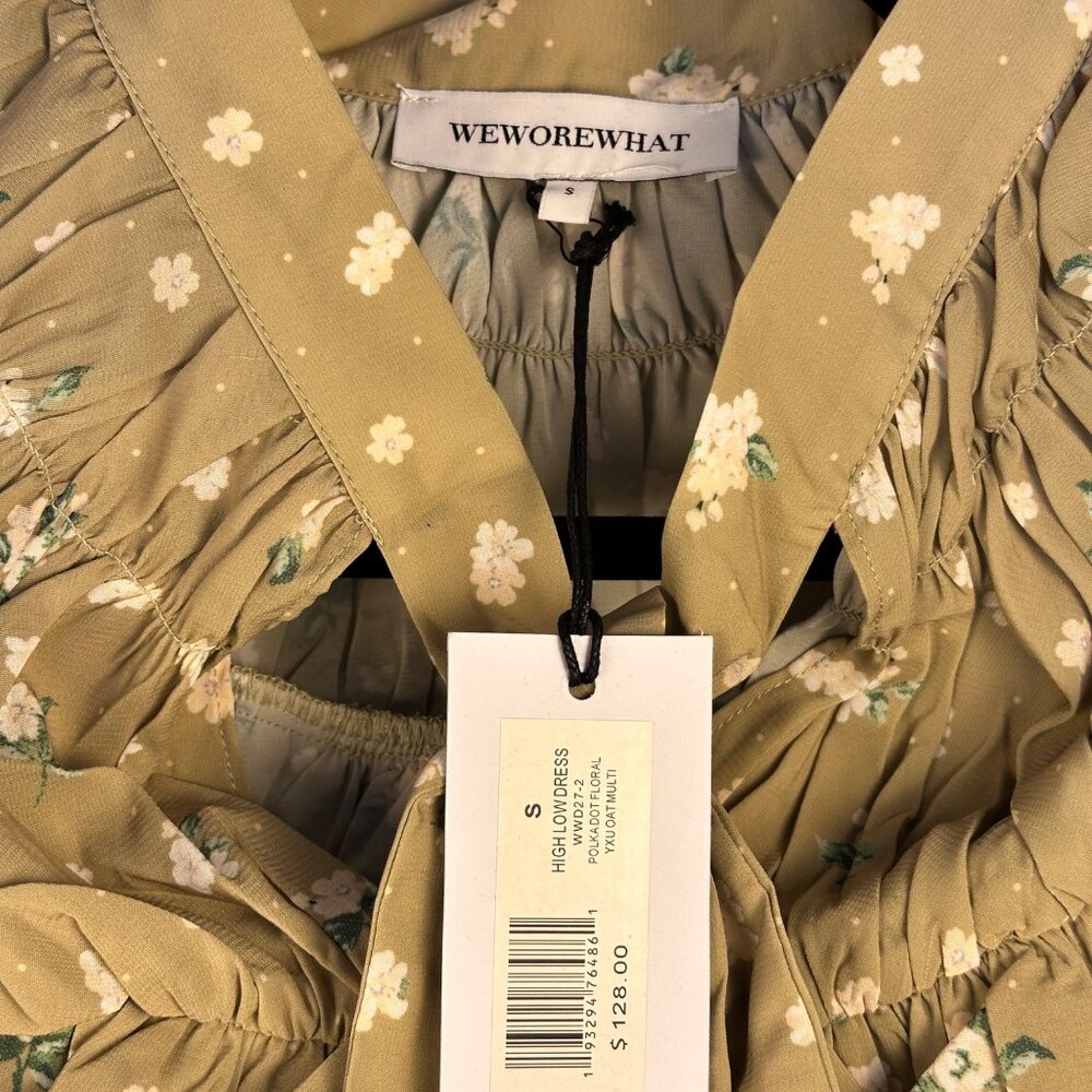 WeWoreWhat Green Floral High-Low Ruffle Maxi Dress Size S Feminine Cottagecore - Picture 5 of 13